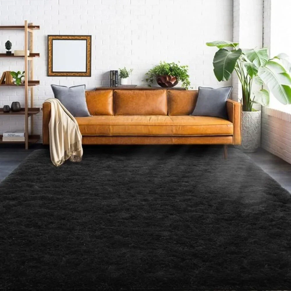 New 4x6 Black Shaggy Rug, Super Soft Fluffy Carpet for Home or Room Decor